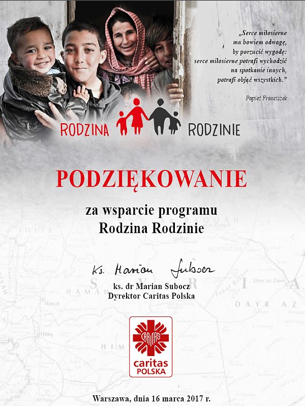 Nasza szkoła włączyła się w akcję Caritas „Rodzina Rodzinie” –pomoc dla Syrii