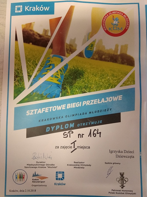 SZKOŁA PODSTAWOWA NR 164 MISTRZEM KRAKOWA W PRZEŁAJOWYCH BIEGACH SZTAFETOWYCH 2018 - zdjęcie 14