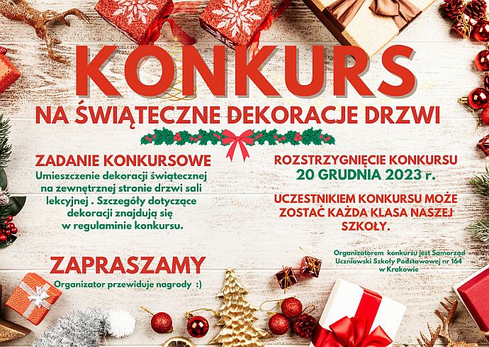 KONKURS NA ŚWIĄTECZNE DEKORACJE DRZWI