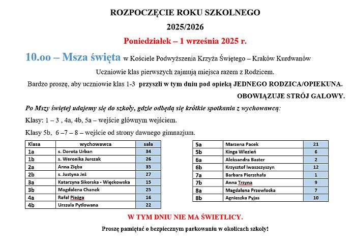 Rozpoczęcie roku szkolnego 2025-2026