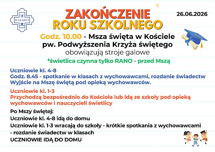 Zakończenie roku szkolnego 2025/2026