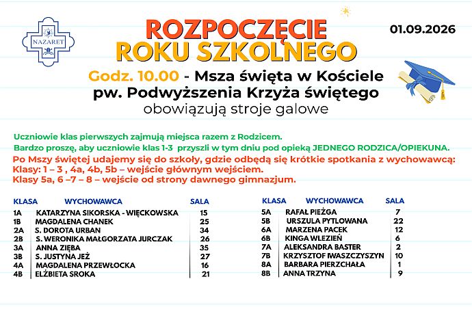 ROZPOCZĘCIE ROKU SZKOLNEGO 2026/2027